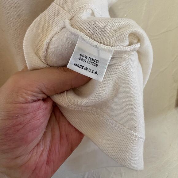 Bryn Walker Size S Top Tencel Blend Long Sleeve Ivory Basic Quiet Luxury READ - Picture 5 of 12